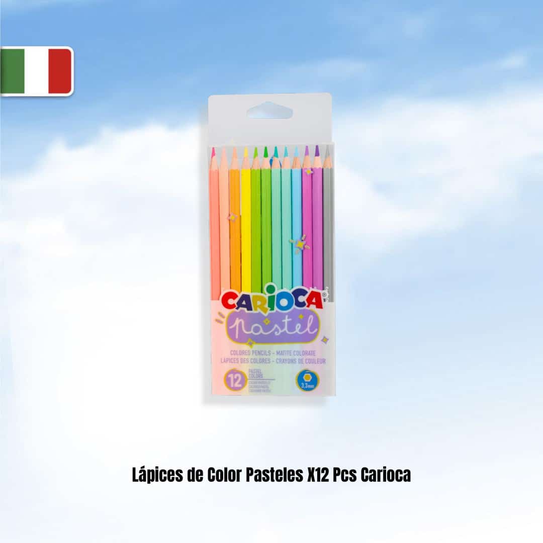 Lápices Pastel Carioca 12 Colores Surtidos En Blister, Ideal Para Dibujo Y Manualidades Escolares