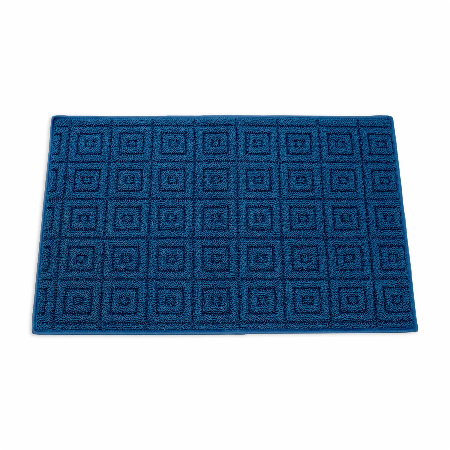 Alfombre Rodapié Evita Textura Unicolor Azul EMMEVI 50 X 80 Cm