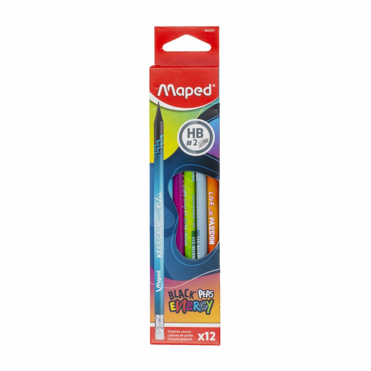 Lapices De Grafito HB Con Borrador MAPED X 12 Uds