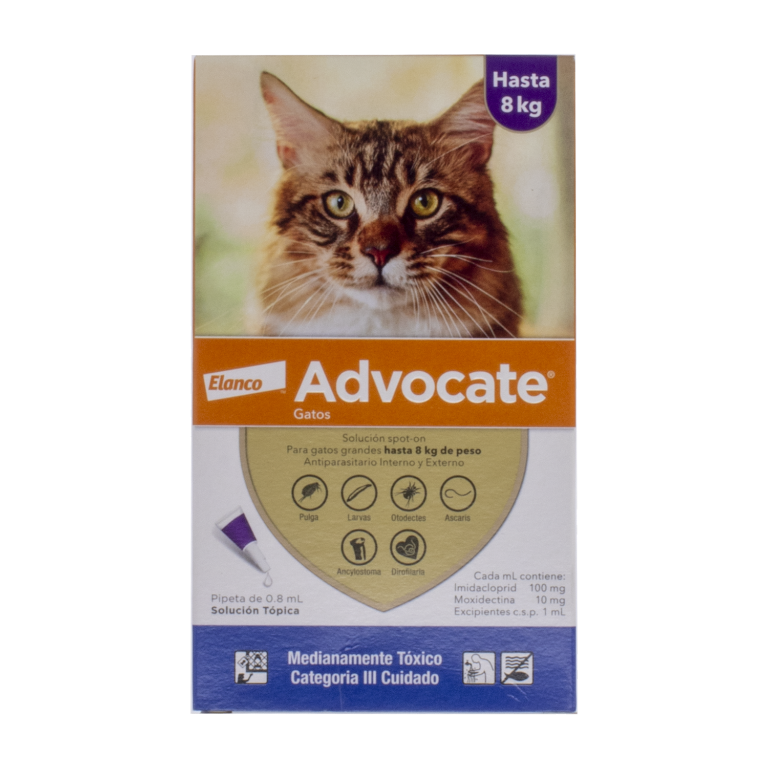 Antiparasitario Externo En Pipeta Para Gatos De 4 a 8 KG ADVANTAGE 0,8 Ml