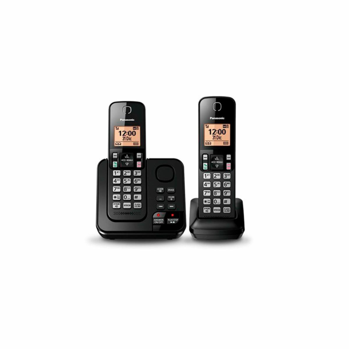 Teléfono Negro 2 Auriculares PANASONIC Inalámbrico