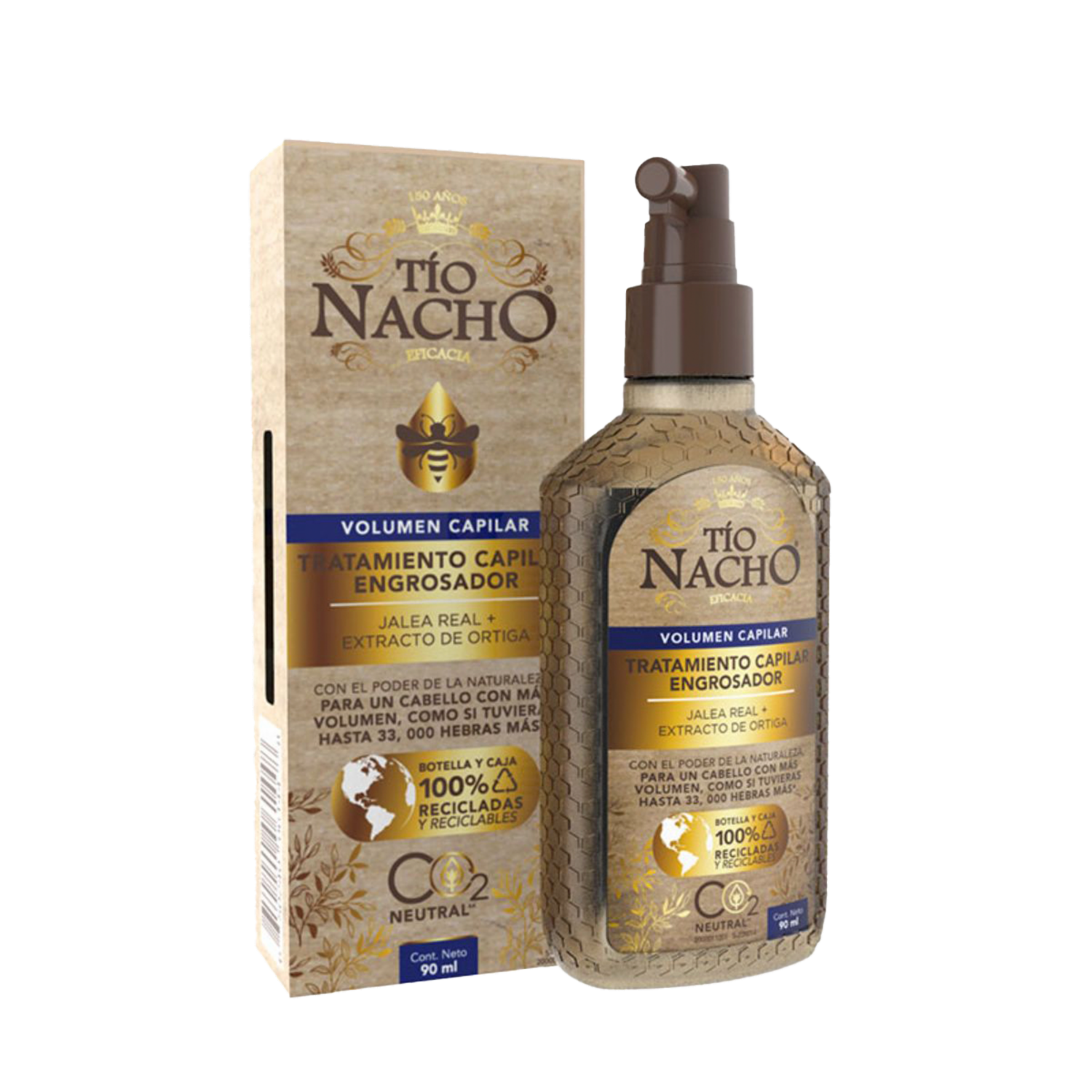 Tratamiento Capilar Engrosador Con Jalea Real Y Extracto De Ortiga TÍO NACHO 90 Ml