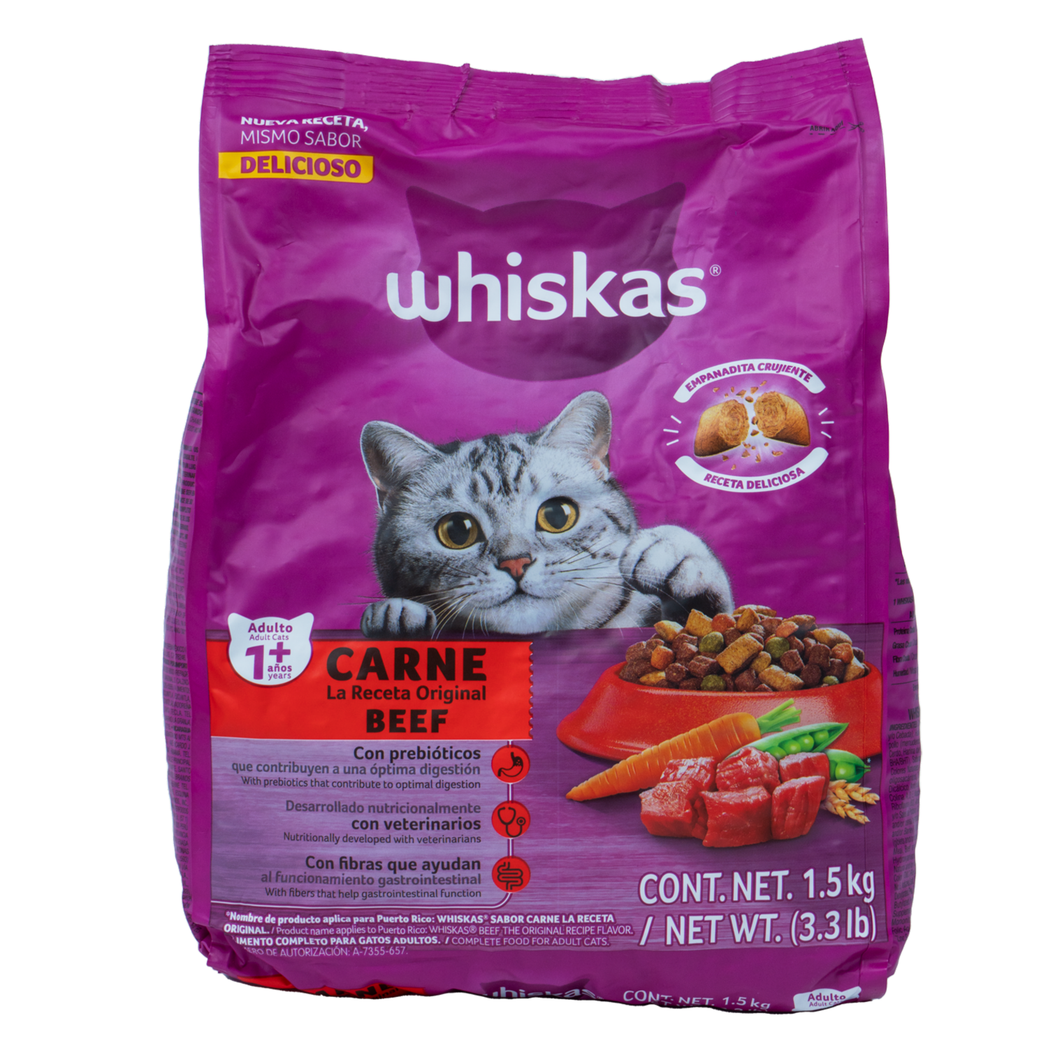 Alimento Para Gatos Sabor A Carne WHISKAS 1500 G