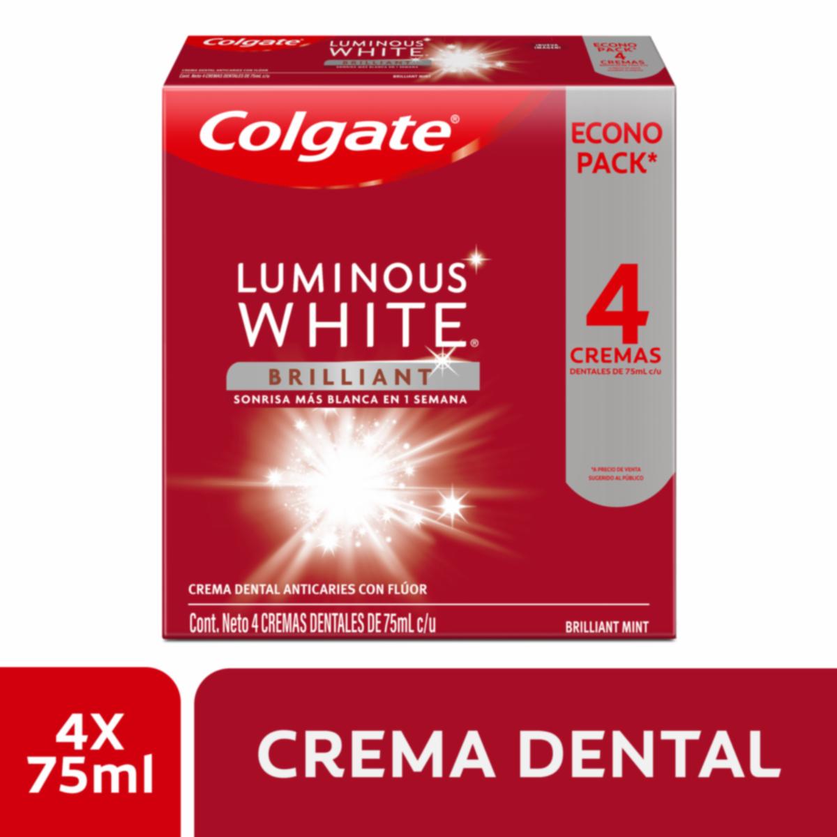 Pasta Dental Luminous White Brilliant Pack COLGATE 4 X 75 Ml
