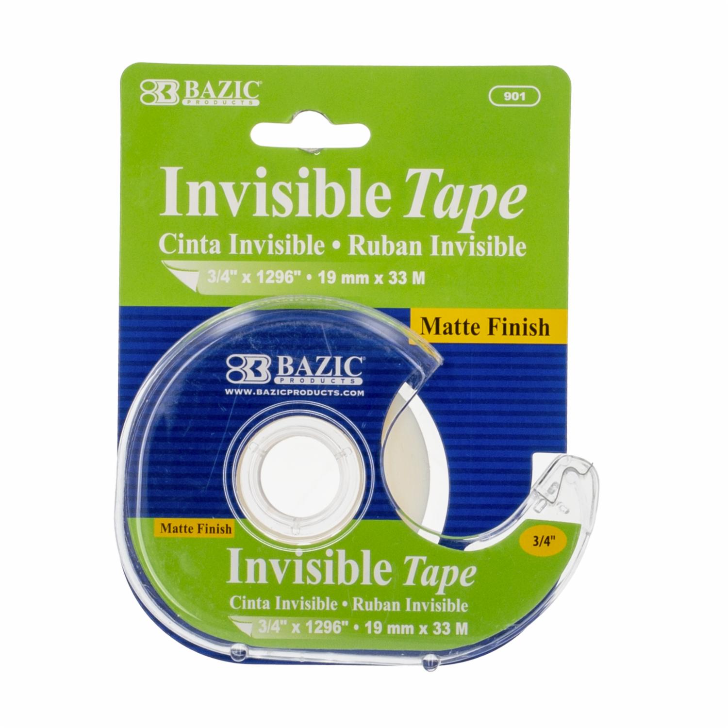 Cinta Adhesiva Invisible 3/4 «X 1296» Con Dispensador BAZIC Unidad