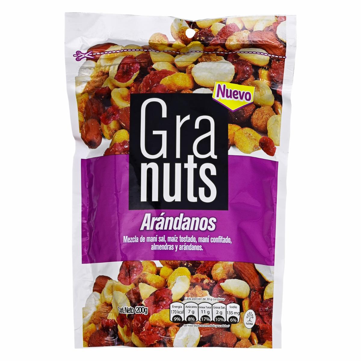 Mix Frutas Y Granos Arándanos Maní Maíz Almendras GRANUTS 200 G