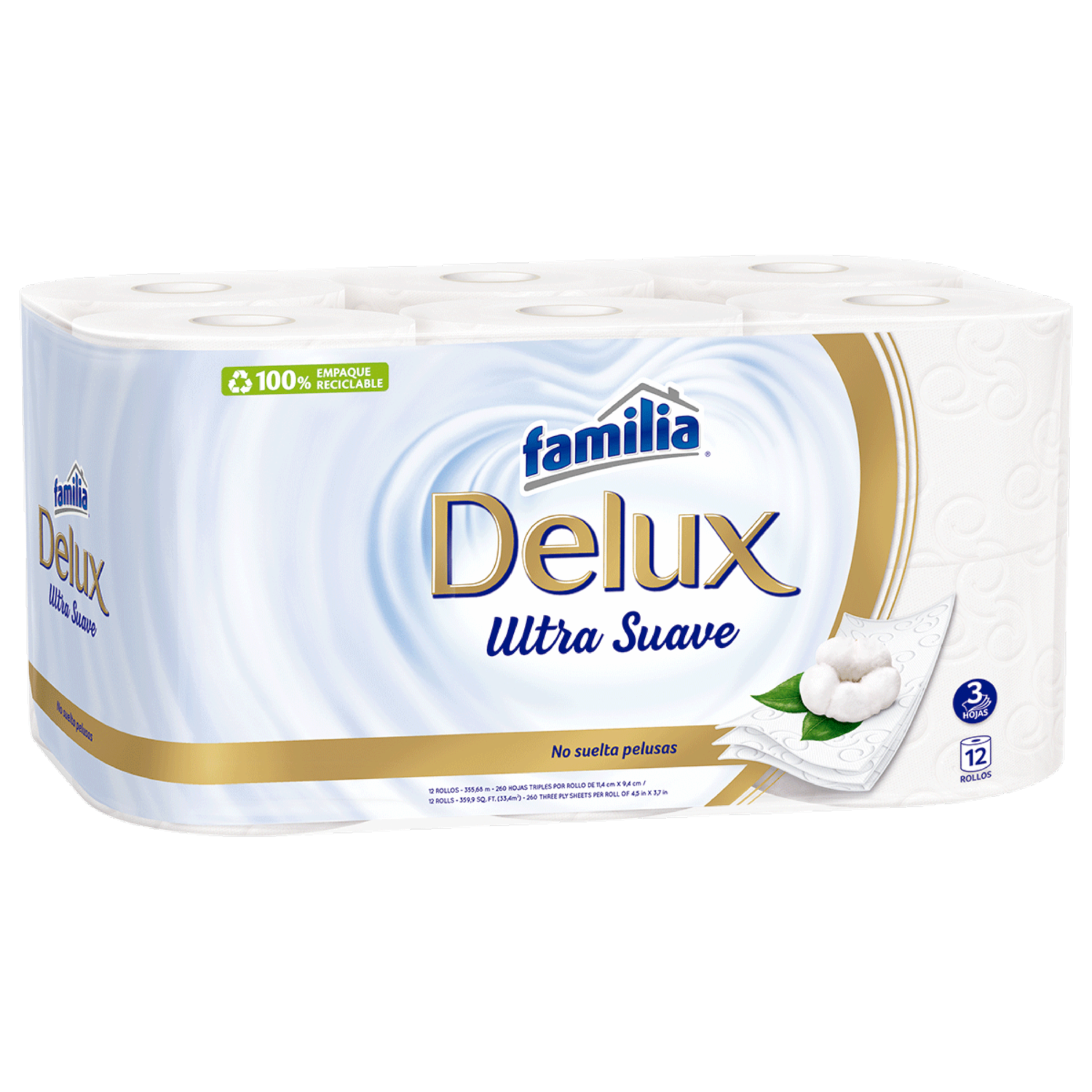 Papel Higiénico Delux Triple Hoja FAMILIA 12 Rollos