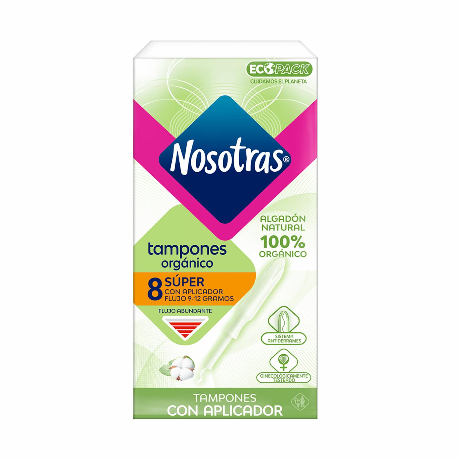 Tampón Con Aplicador Orgánico Super NOSOTRAS 8 Unidades