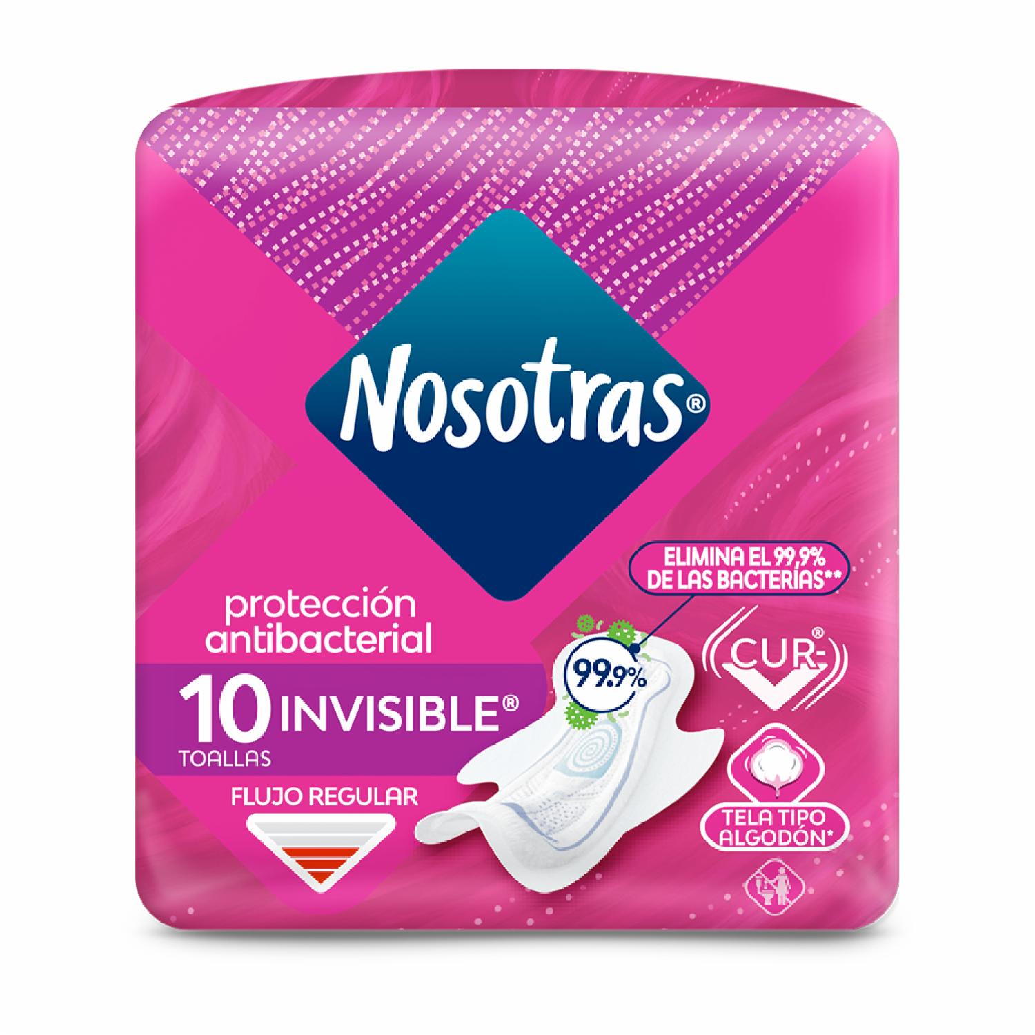 Toallas Sanitarias Invisible Antibacterial NOSOTRAS X 10 Unidades
