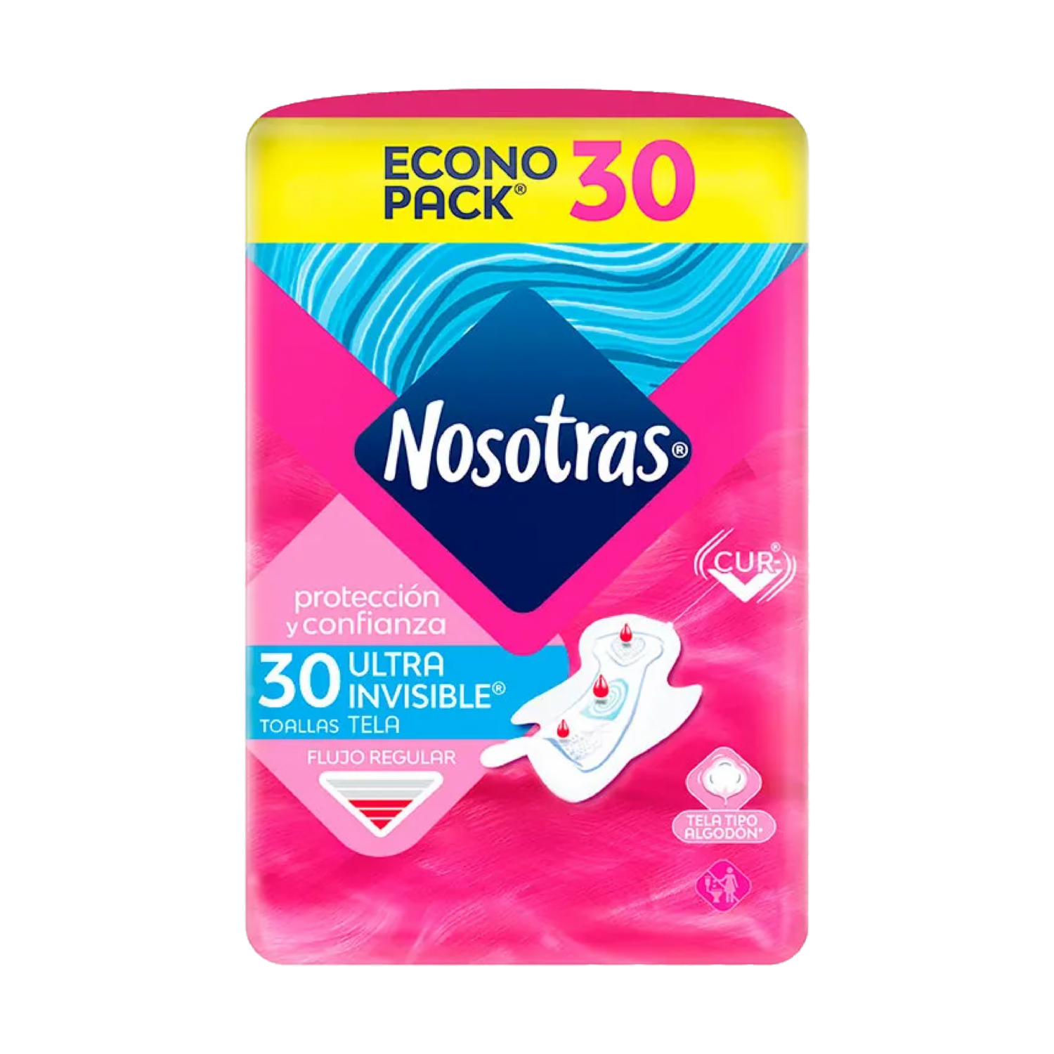 Toallas Sanitarias Invisible Tela Ajuste + Pañitos Íntimos NOSOTRAS X 30 Uds