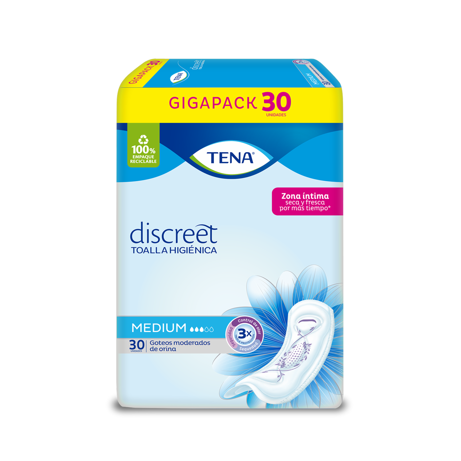 Toalla Higiénica Para Incontinencia Mujer Gigapack Medium TENA X 30 Uds