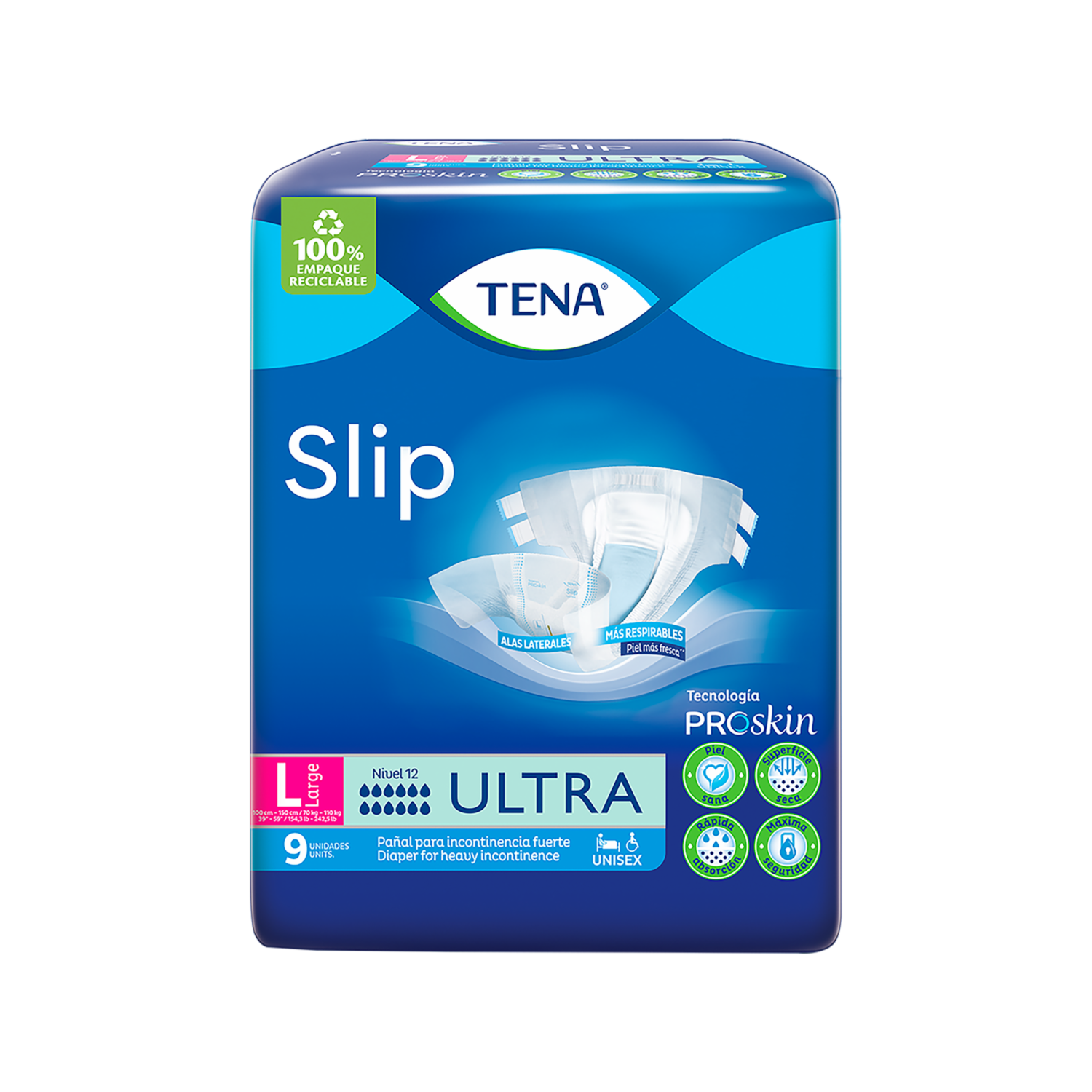 Pañales Slip Ultra Large TENA 9 Unidades