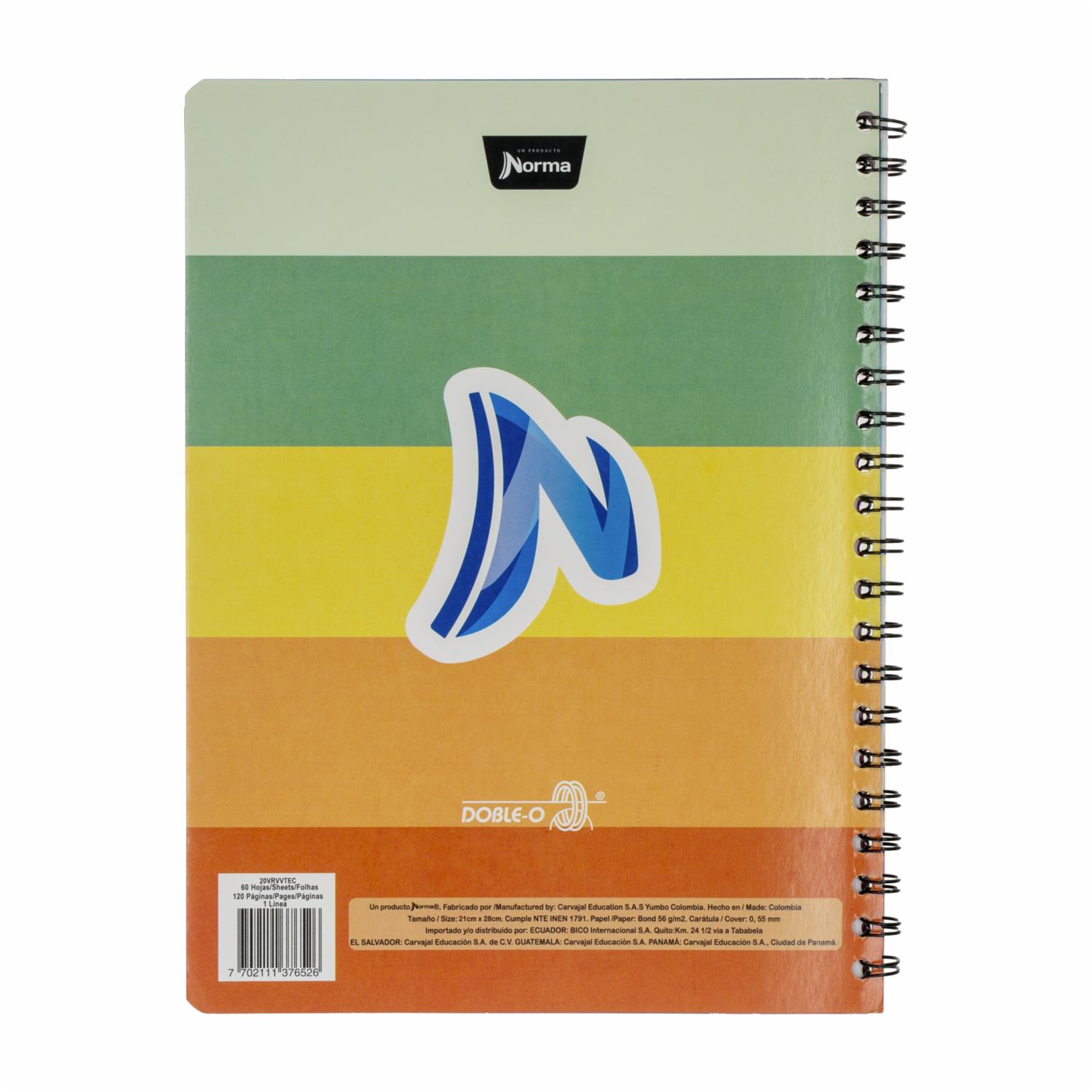Cuaderno Universitario Argollado 1 Línea NORMA 60 Hojas - Imagen 3