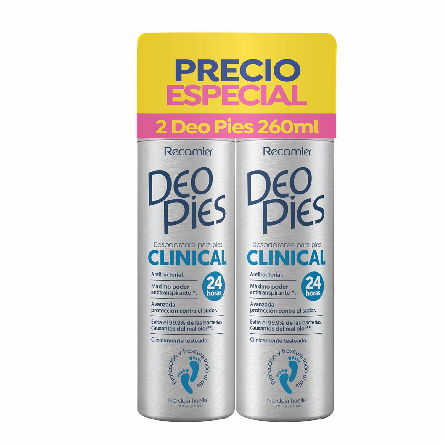 Desodorante Para Pies En Spray Clinical 24 Horas DEO PIES 2 x 260 Ml