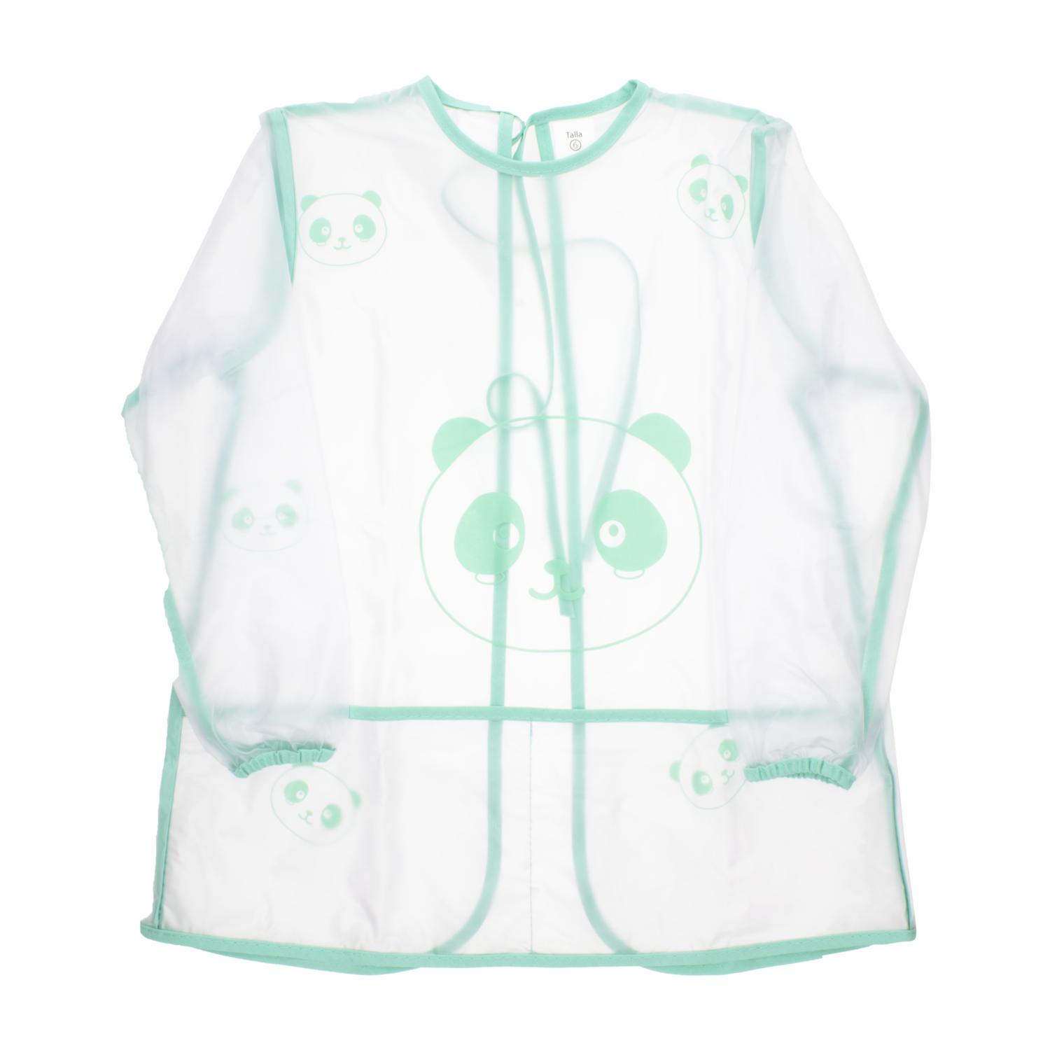 Delantal Escolar Estampado Pandas Con Manga MULTIPROYECTOS Talla 6