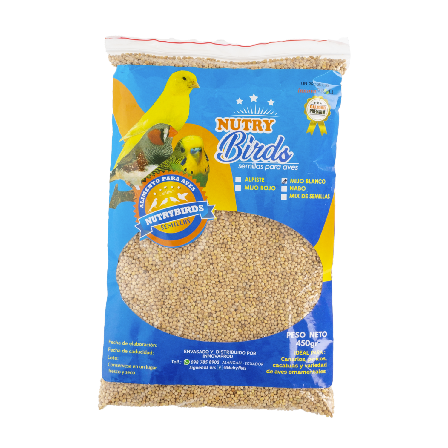 Alimento Para Aves Mijo Blanco NUTRYBIRDS 450 G