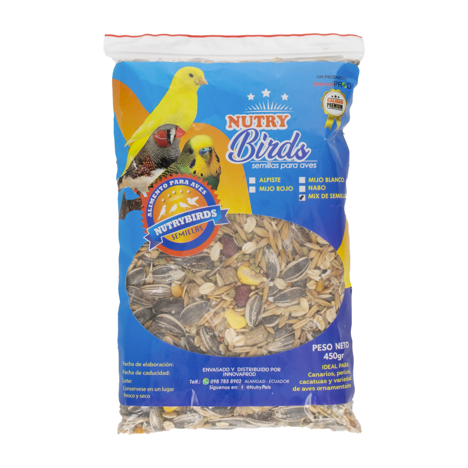 Alimento Para Aves Mix Semillas Y Granos NUTRYBIRDS 450 G