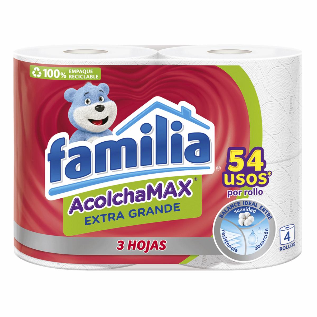 Papel Higiénico Acolchamax Extragrande Extra Grande 3 En 1 FAMILIA 4 Rollos