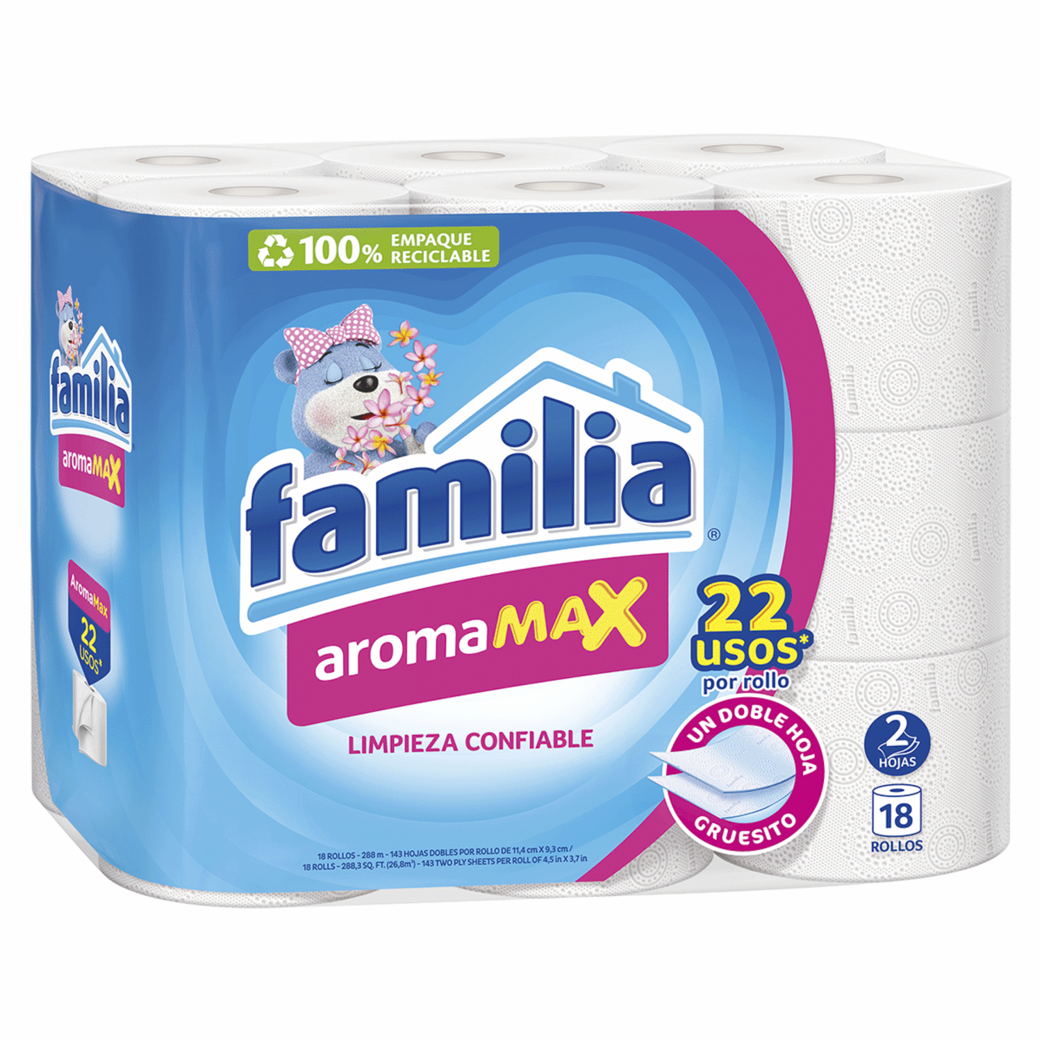 Papel Higiénico Aromamax FAMILIA 18 Rollos