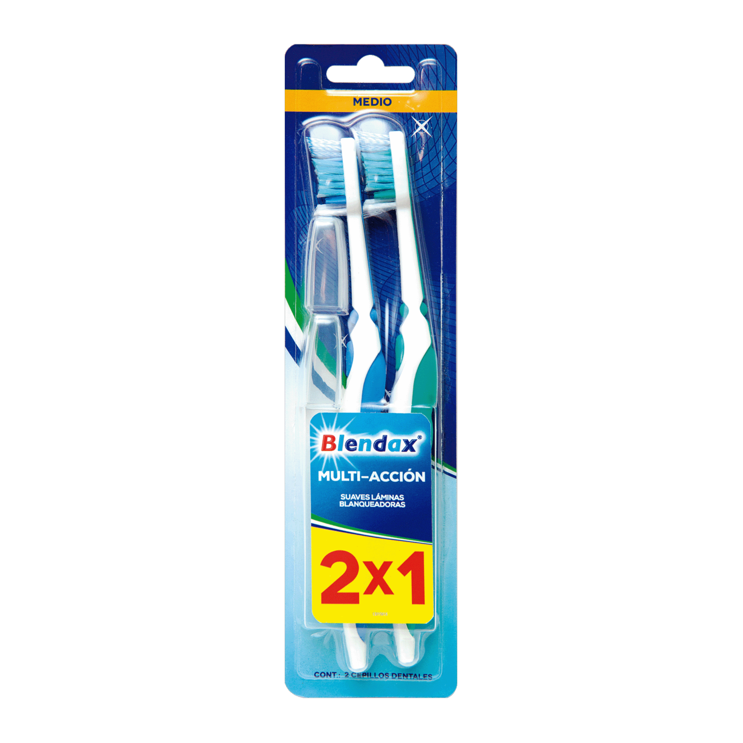 Cepillo Dental Multiacción Cerdas Medianas BLENDAX 1 X 2 Unidades