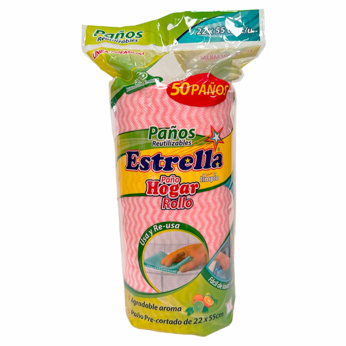 Paños Multiusos Reutilizables Precortado Con Aroma Cítrico ESTRELLA X 50 Uds