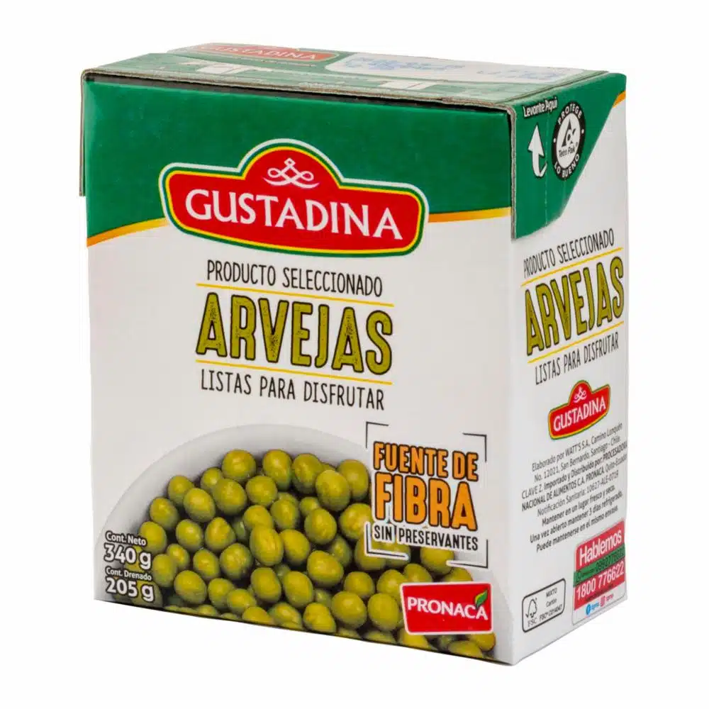 Arvejas Listo Para Comer En Tetrapack GUSTADINA 340 G