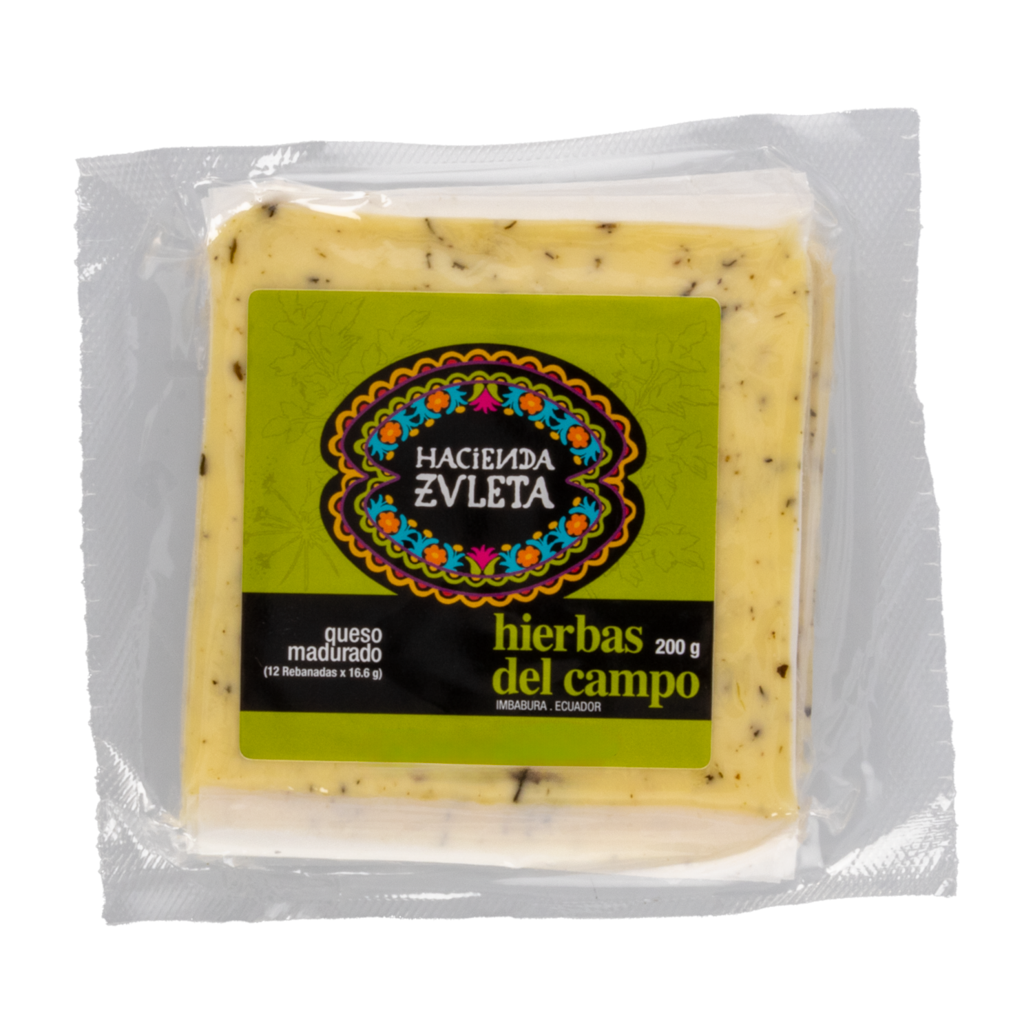Queso Madurado Hierbas Del Campo HACIENDA ZULETA 12 Rebanadas 200 G