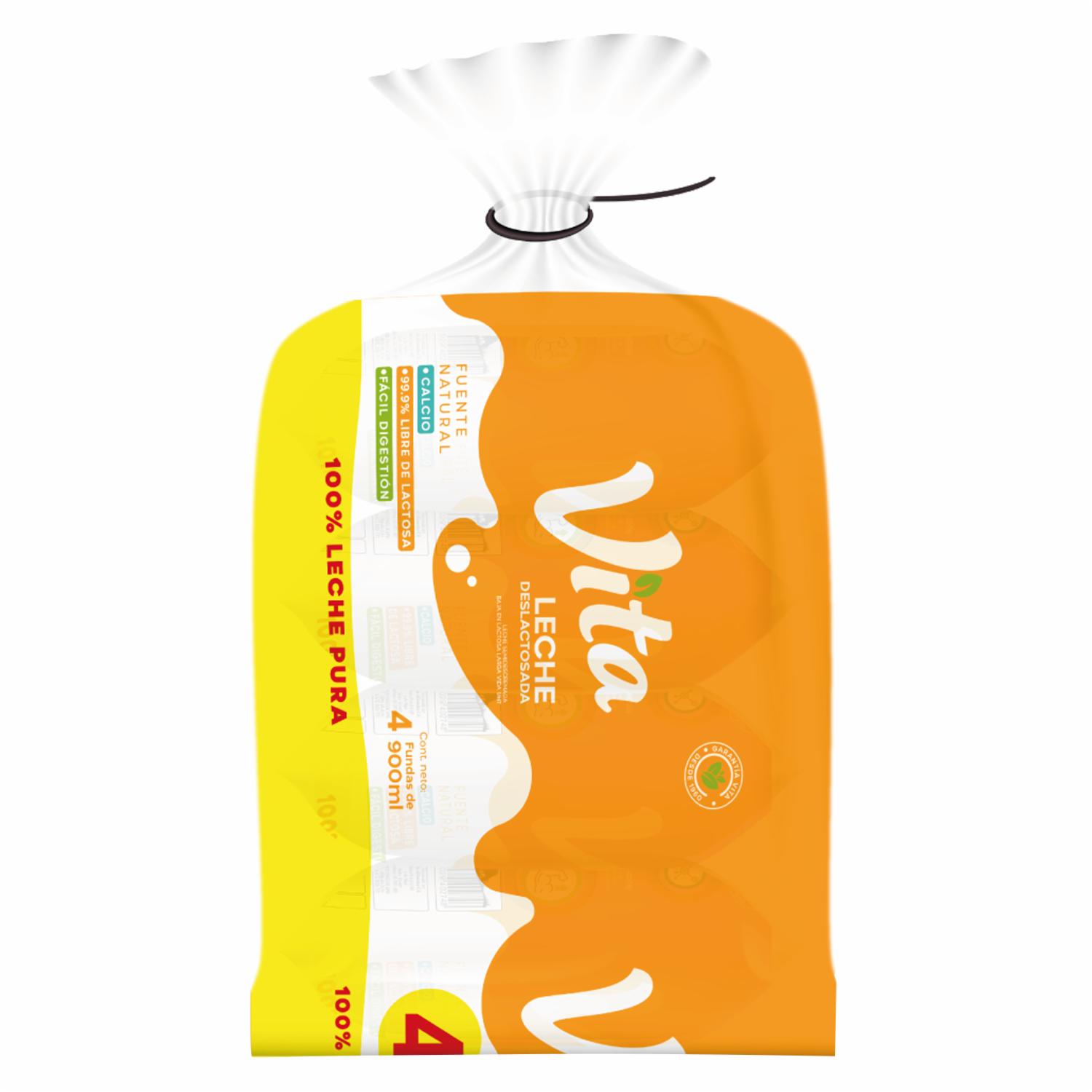 Pack De Leche Deslactosada En Funda VITA 4 X 900 Ml