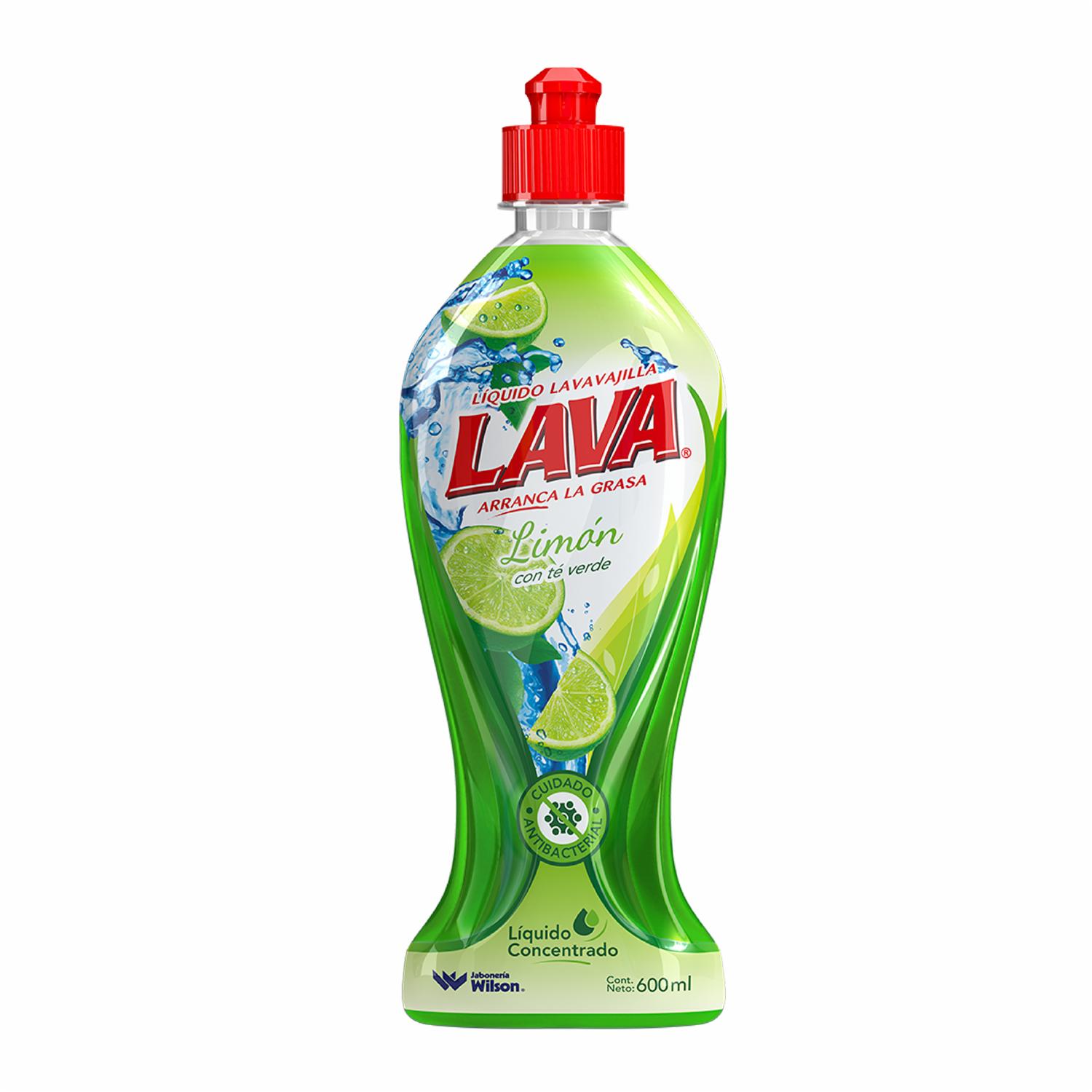 Lavavajilla Líquido Limón Con Té Verde LAVA 600 Ml