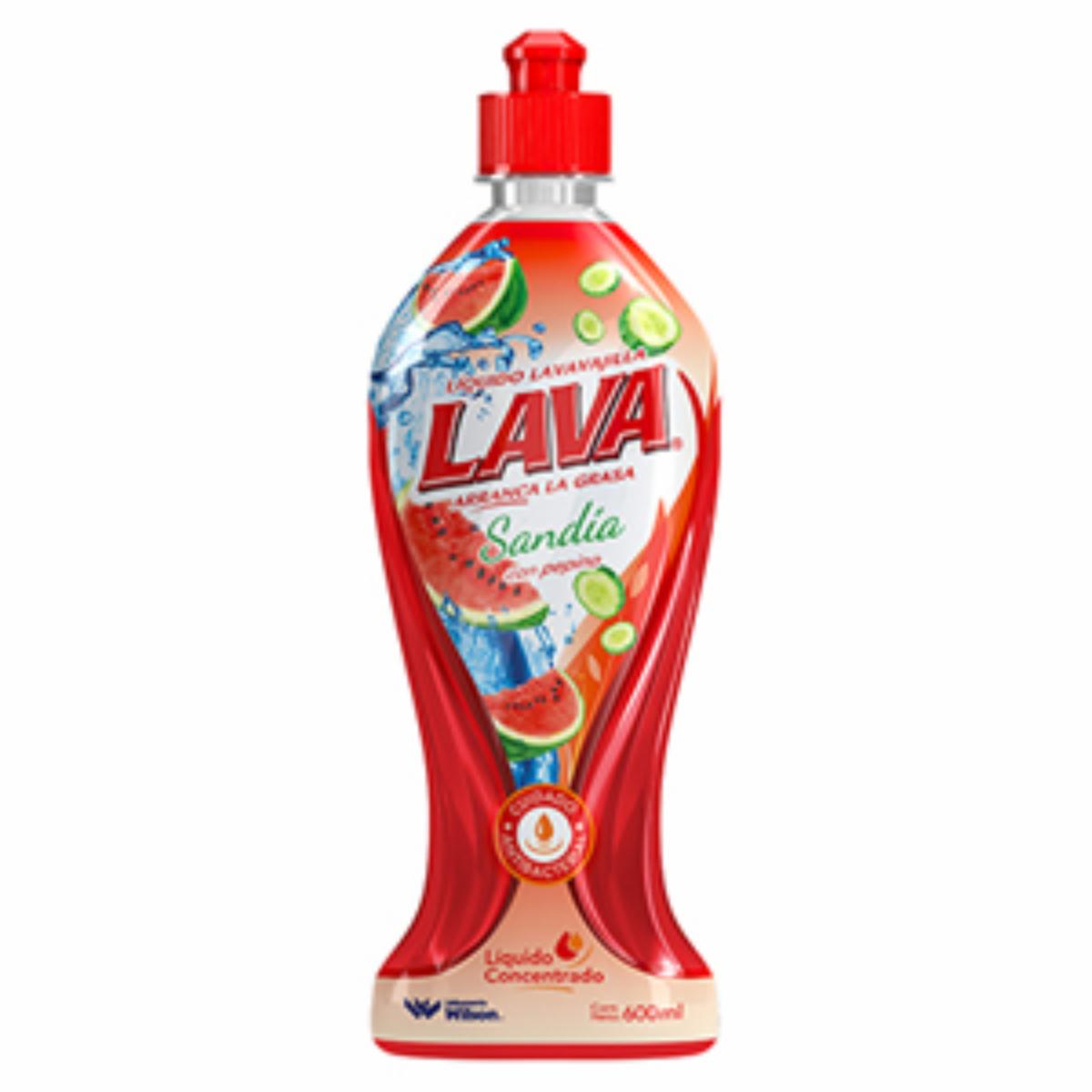 Lavavajilla Líquido Sandía Con Pepino LAVA 600 Ml