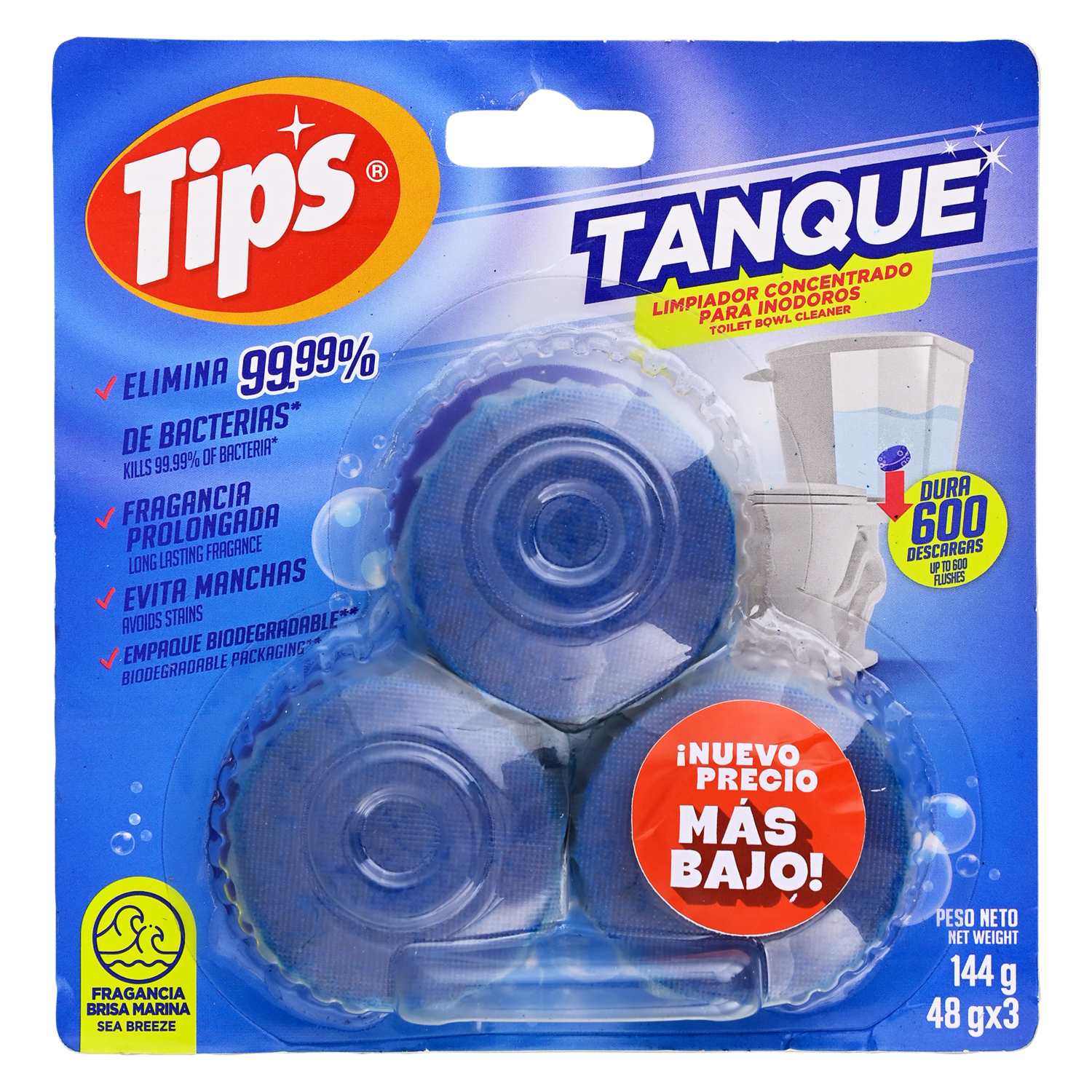 Pastillas Para Tanque Brisa Marina TIPS 3 Uds X 48 G