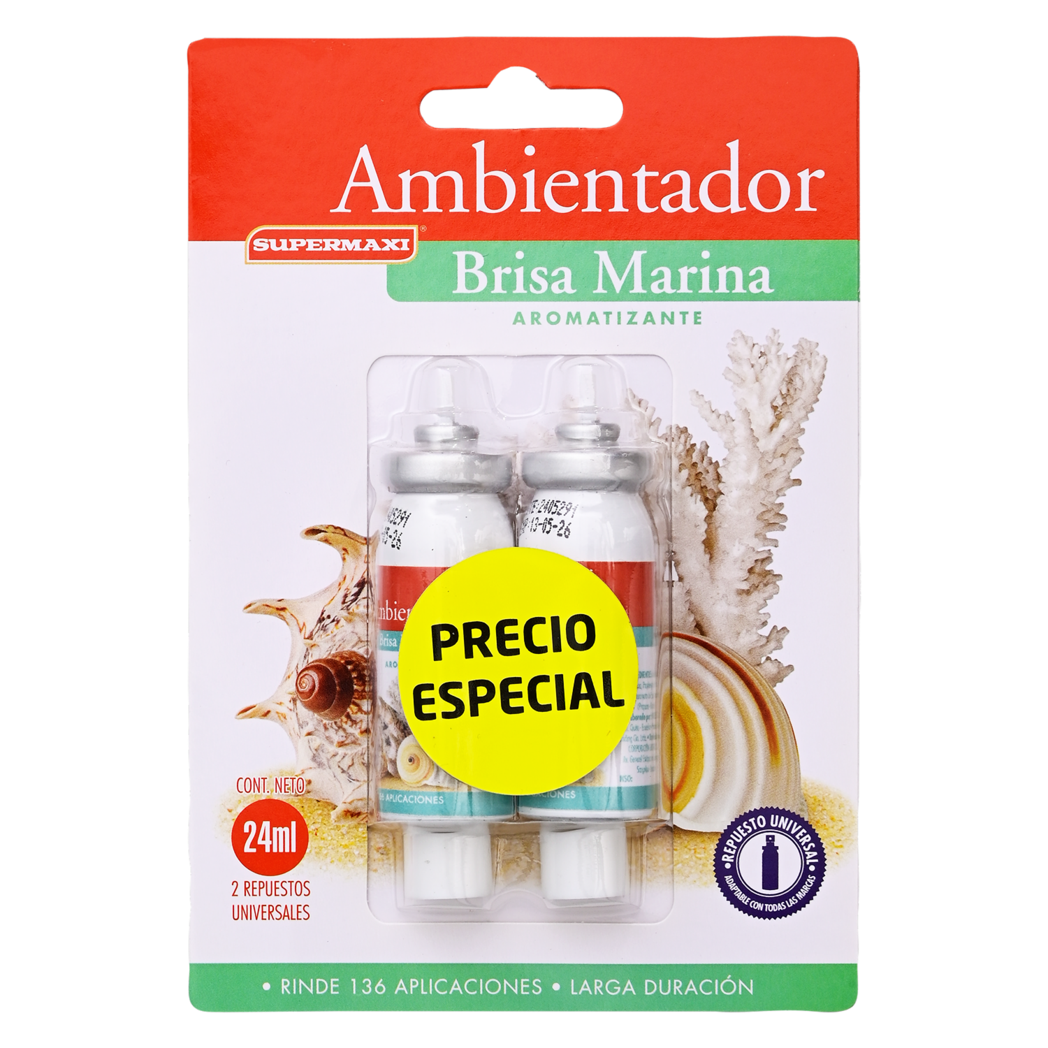 Desodorante Ambiental Fragancia Brisas Del Mar SUPERMAXI 24 Ml