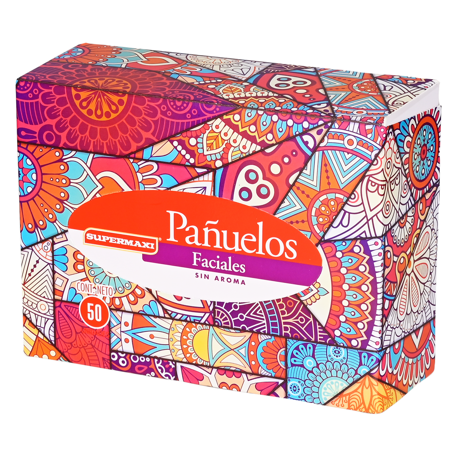 Pañuelos Faciales En Caja Mandalas SUPERMAXI 50 Unidades