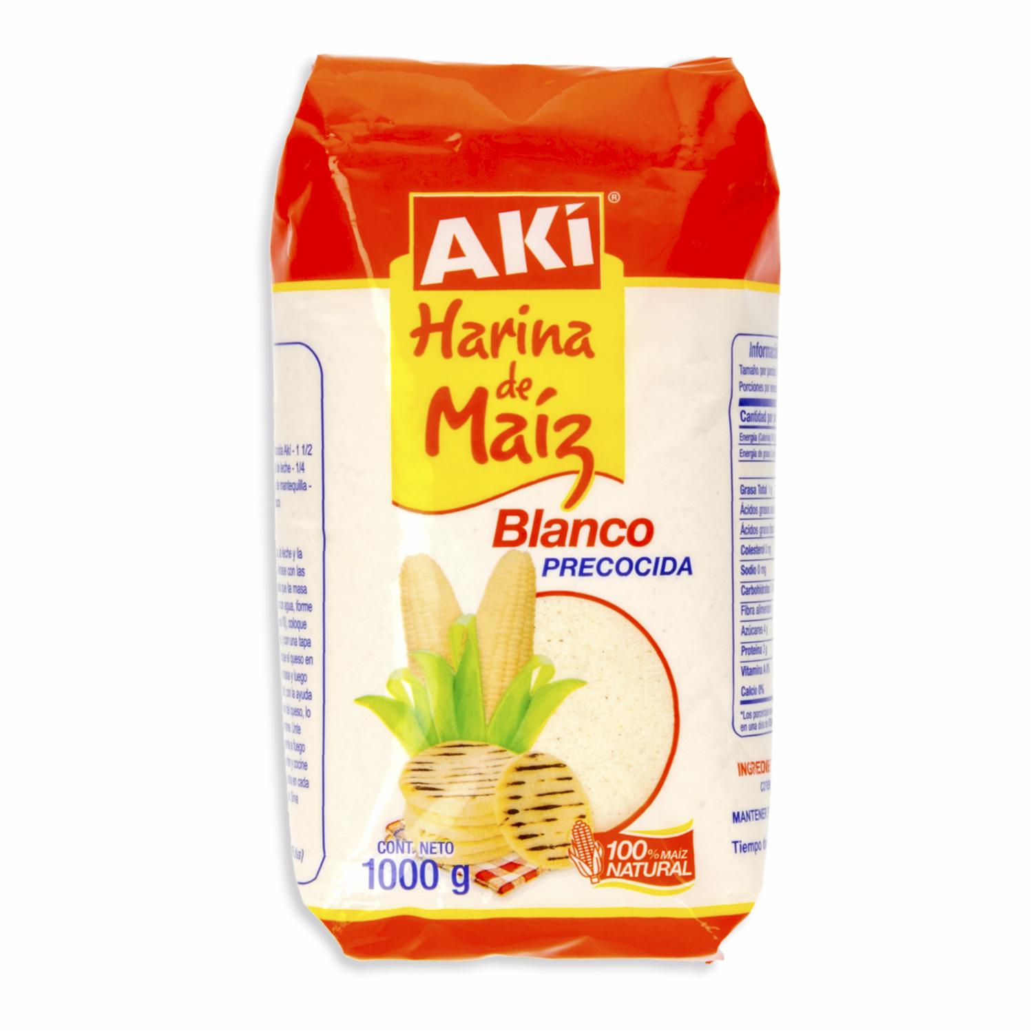 Harina De Maíz Precocida Blanca AKÍ 1000 G