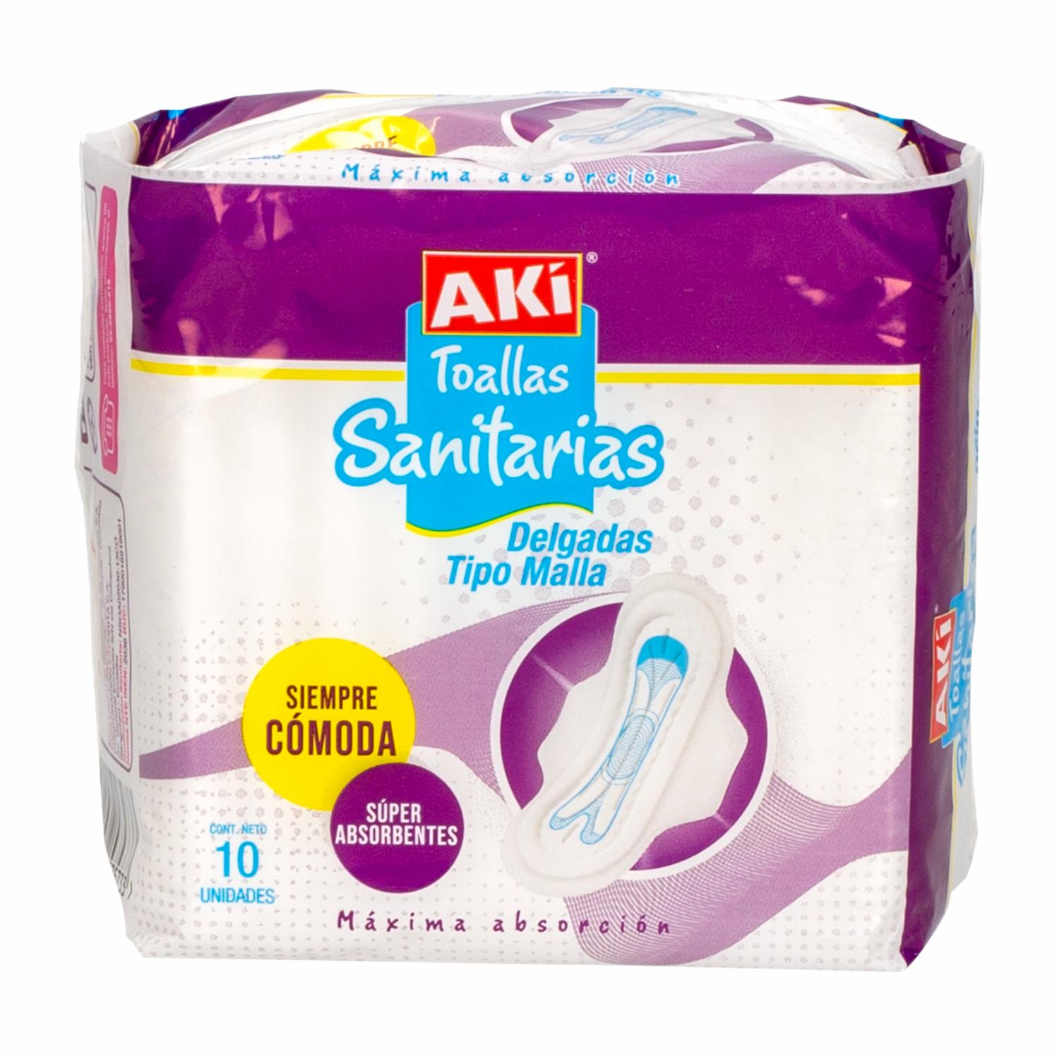 Toalla Higiénica Delgada Malla AKÍ X 10 Uds