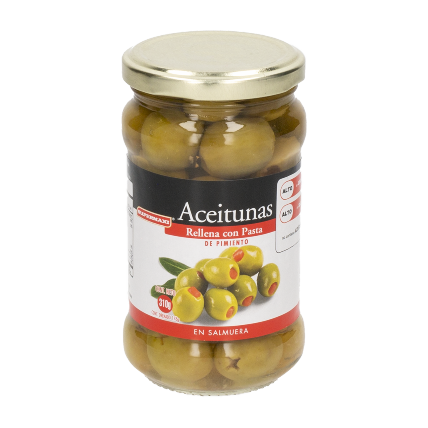 Aceitunas Verdes Rellenas Con Pimiento SUPERMAXI 310 G