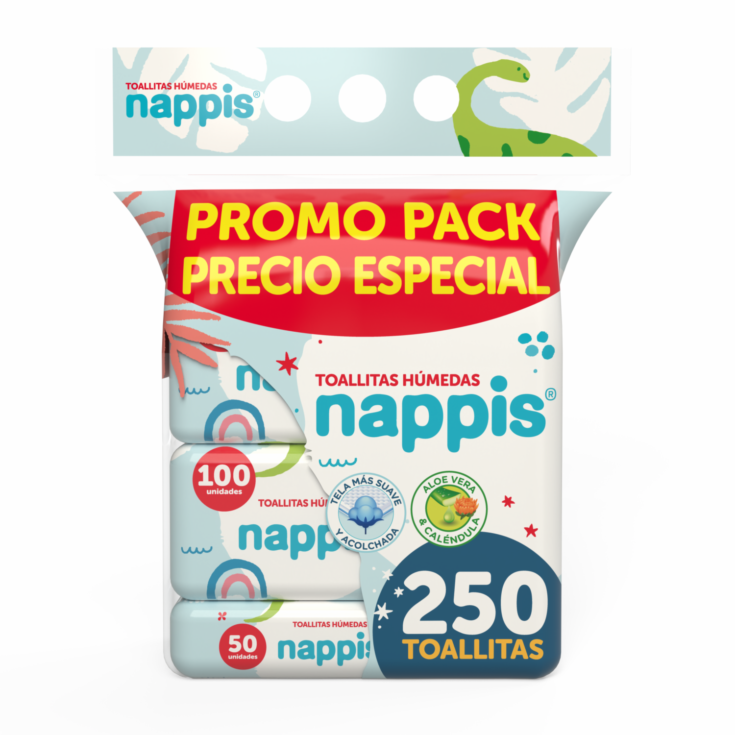 Pañitos Húmedos Con Aloe Vera Y Caléndula NAPPIS 1×150 Uds