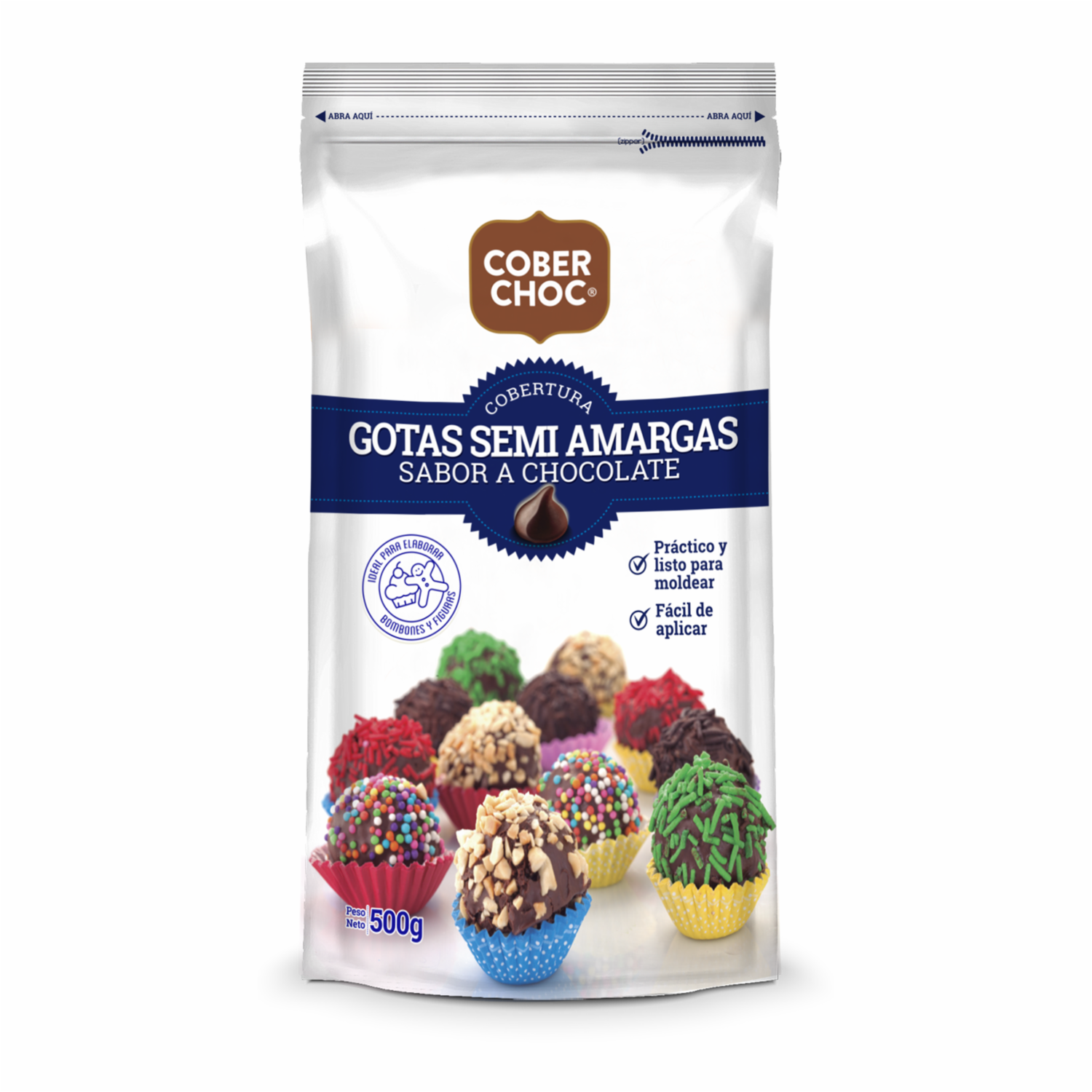 Gotitas De Chocolate Para Cobertura Semi Amargas. COBERCHOC 500 G