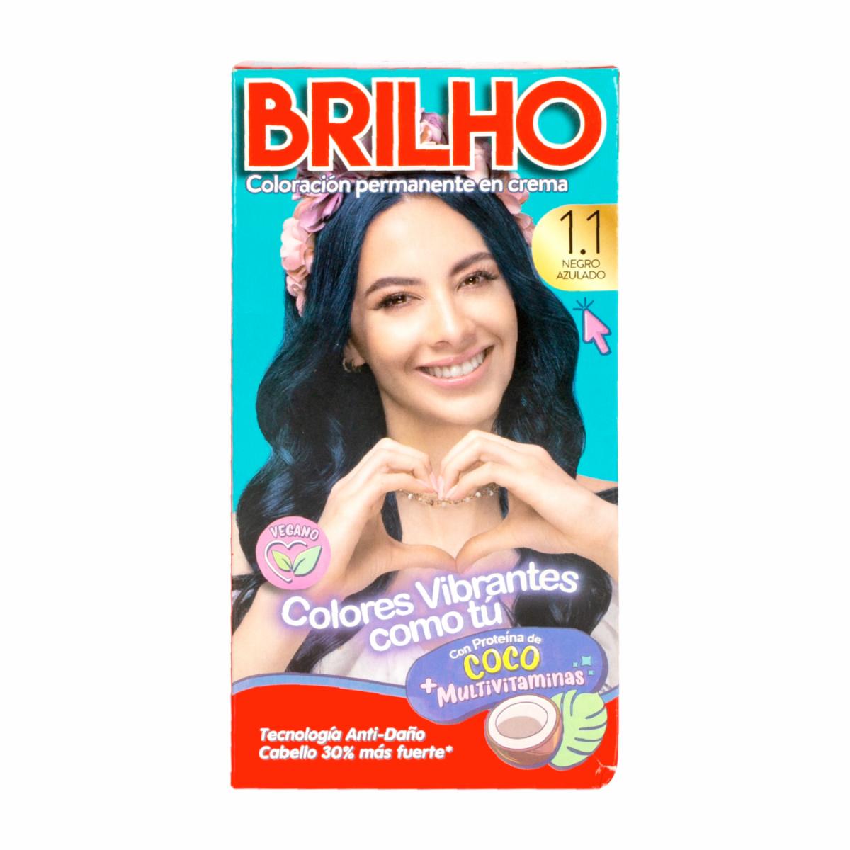 Tinte De Cabello Permanente En Crema Tono 1.1 Negro Azulado BRILHO 50 G