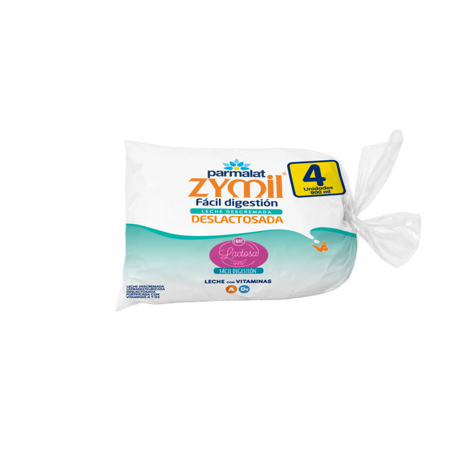 Leche Descremada Baja En Lactosa Zymil PARMALAT 4 X 900 Ml