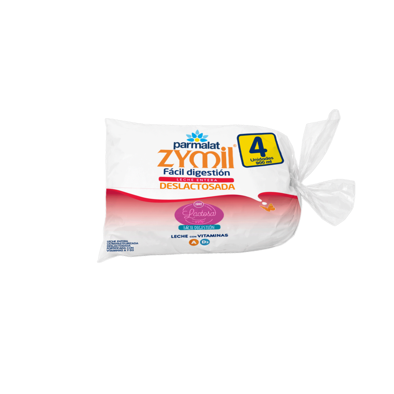 Leche Entera Baja En Lactosa Zymil PARMALAT 4 X 900 Ml