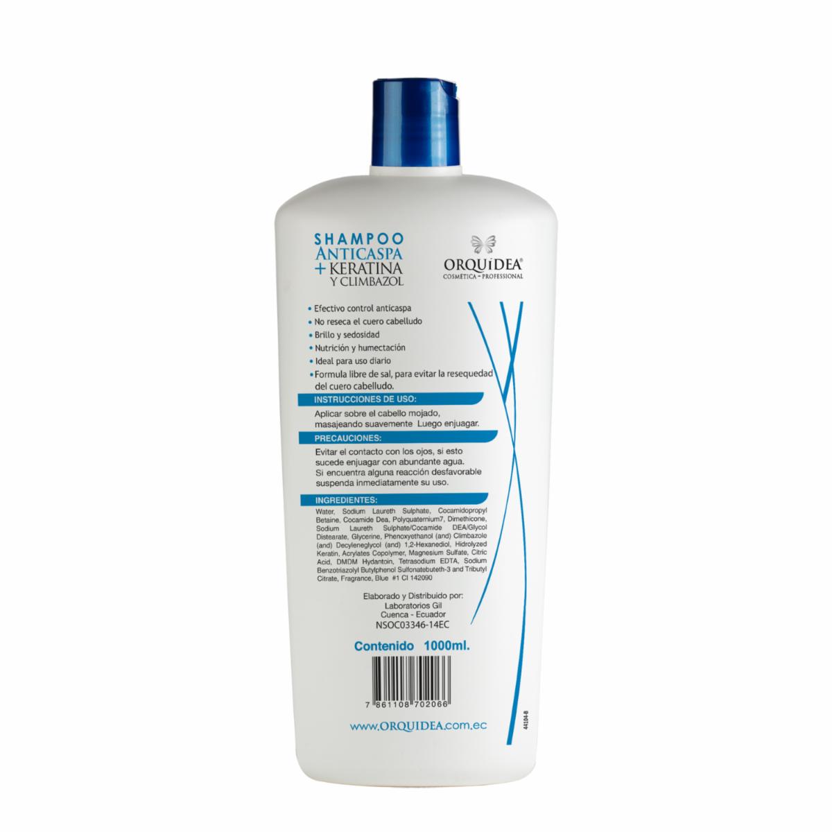Shampoo Capilar Anticaspa + Keratina Libre De Sal ORQUÍDEA 1000 Ml - Imagen 3