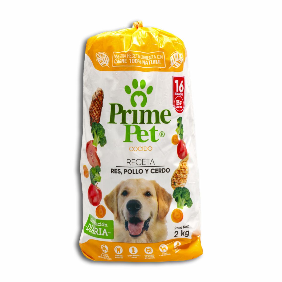 Alimento Para Perros Cocido Receta Res Pollo Y Cerdo PRIME PET 16 Rebanadas De 125 G