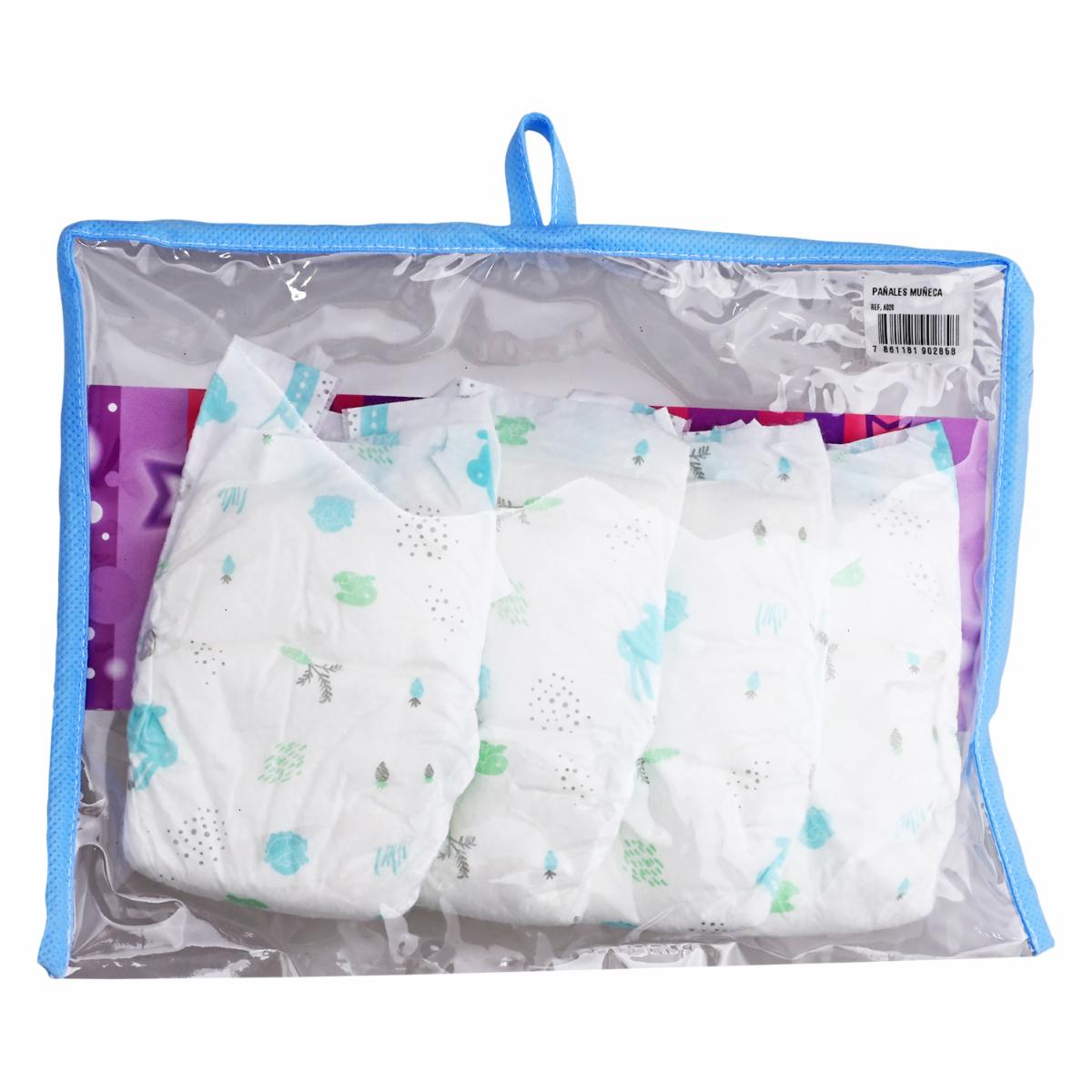 Set de Pañales Para Muñeca Bebé BAMBOLINA 4 Piezas