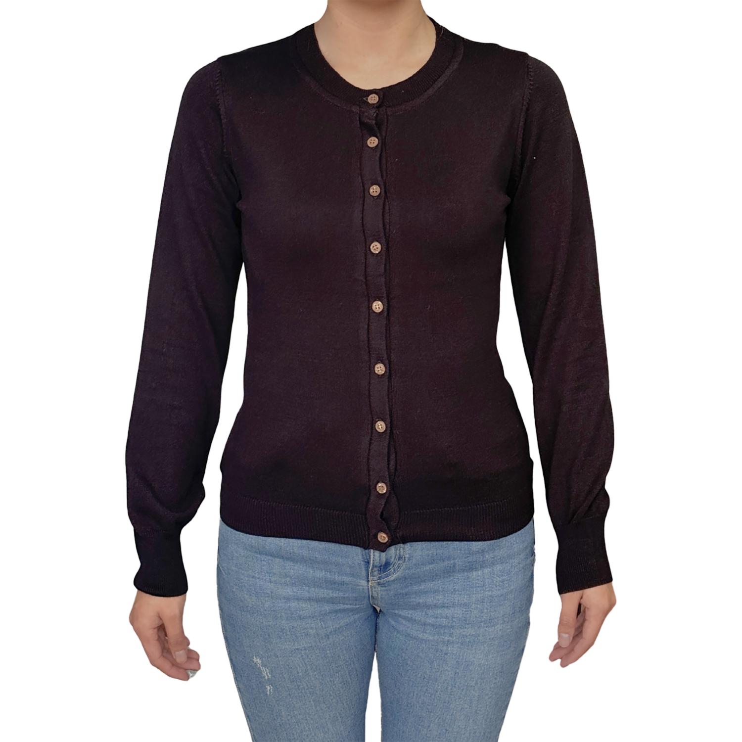 Cárdigan Abierto Cuello Redondo Con Botones MGX BASIC