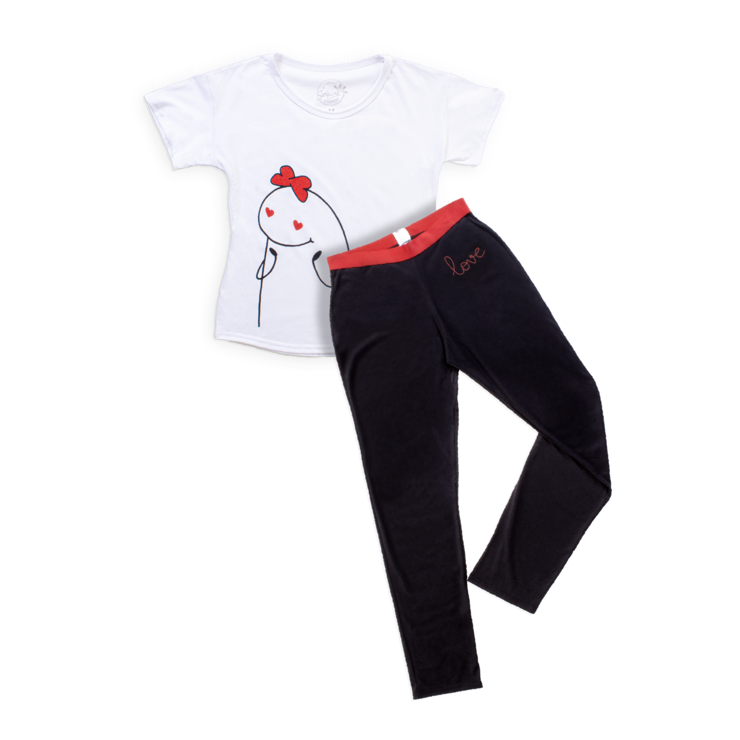 Pijama San Valentín Blanco Con Negro BAMBOLOO