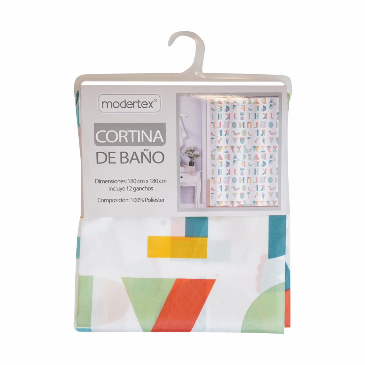 Cortina De Baño Diseño De Letras MODERTEX 180 Cm X 180 Cm