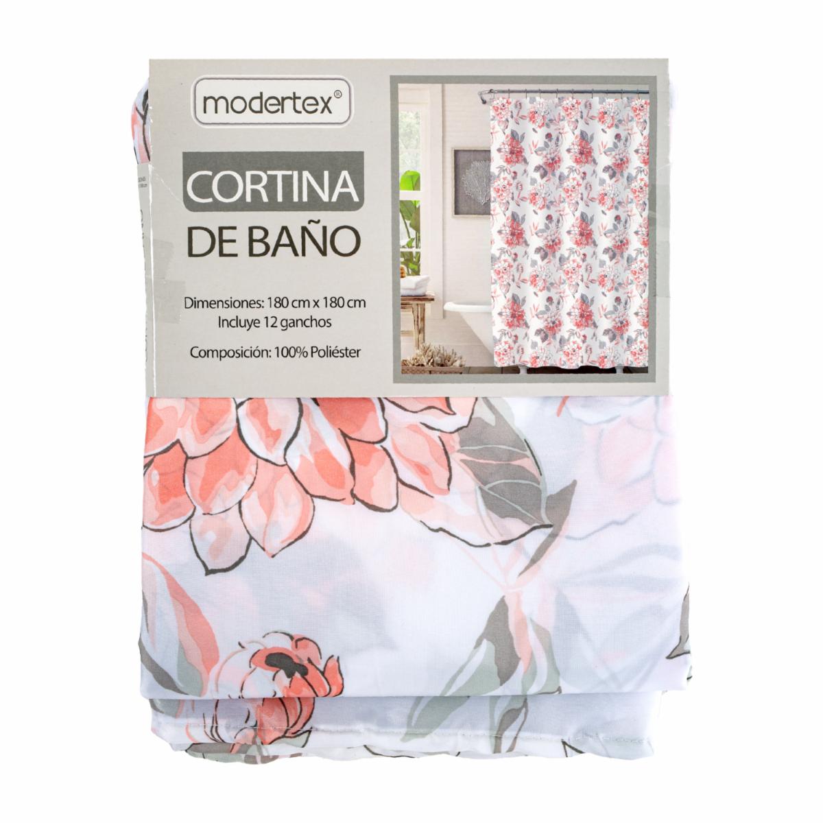 Cortina De Baño Diseño Flor Roja MODERTEX 180 X 180 Cm