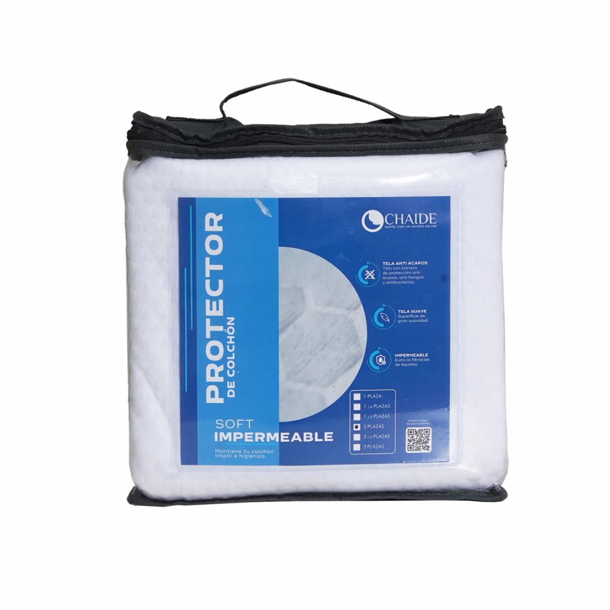 Protector De Colchón Impermeable Panal Soft Blanco CHAIDE 2 Plazas