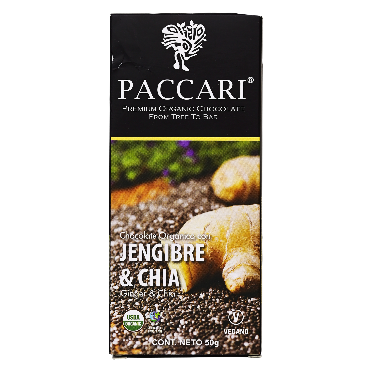 Chocolate En Barra Jengibre/Chía PACCARI 50 G